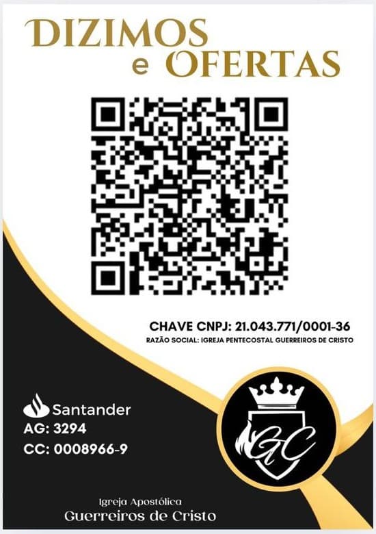 QR Code PIX para dízimos e ofertas - Igreja Guerreiros de Cristo